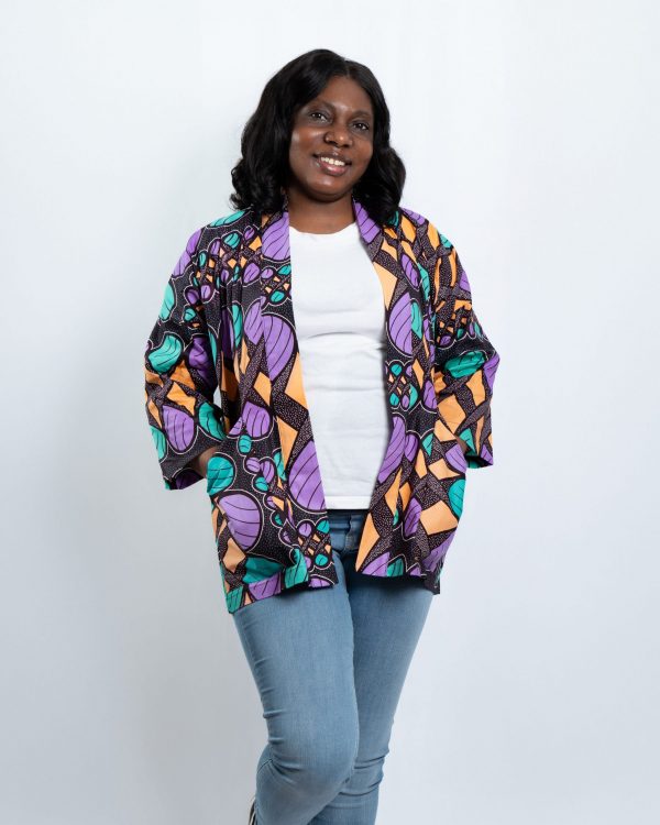 Unisex Oversized Lightweight Kimono-Style Jacket Pulse Beat (XS) - Image 2