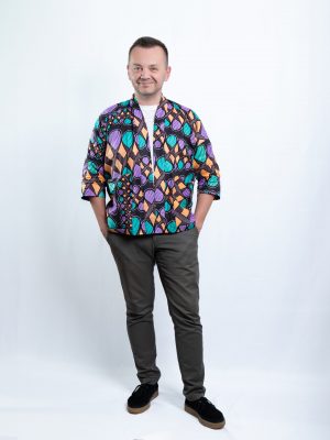 Unisex Oversized Lightweight Kimono-Style Jacket Pulse Beat (M)
