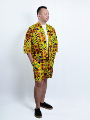 Unisex Oversized Lightweight Kimono-Style Jacket Kente Essence (M)