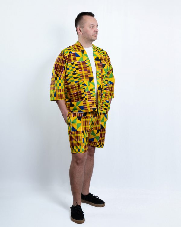 Unisex Oversized Lightweight Kimono-Style Jacket Kente Essence (M)