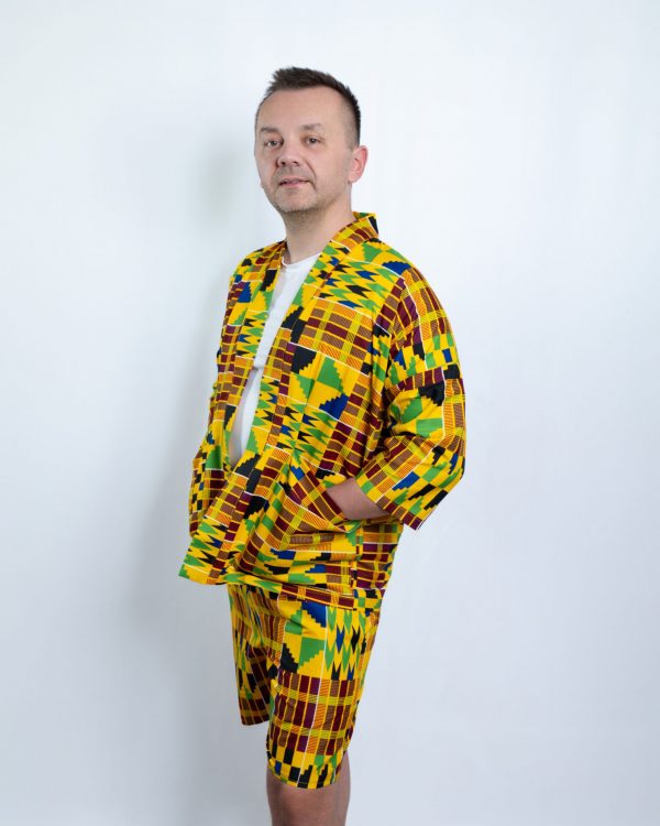 Unisex Oversized Lightweight Kimono-Style Jacket Kente Essence (M) - Image 2