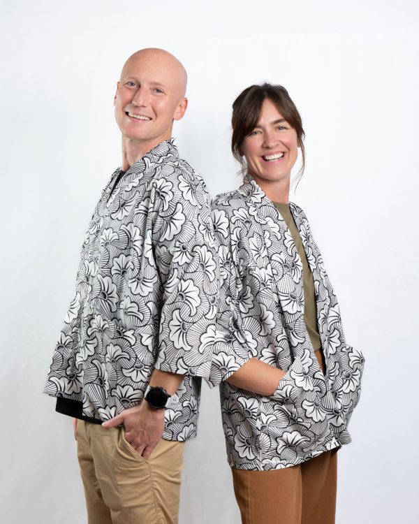 Unisex Oversized Lightweight Kimono-Style Jacket Noir Garden (M) - Image 4