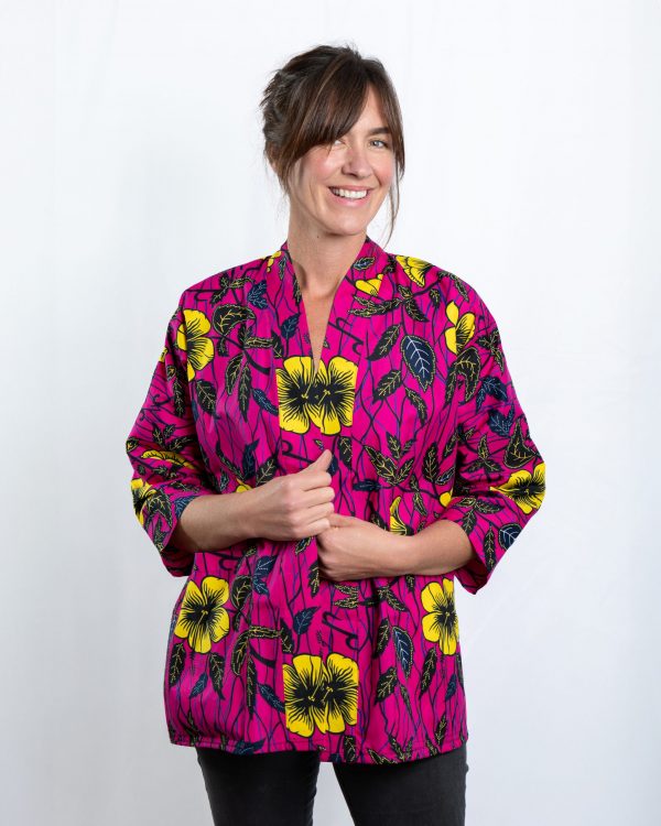 Unisex Oversized Lightweight Kimono-Style Jacket Tropical Bloom (M) - Image 2
