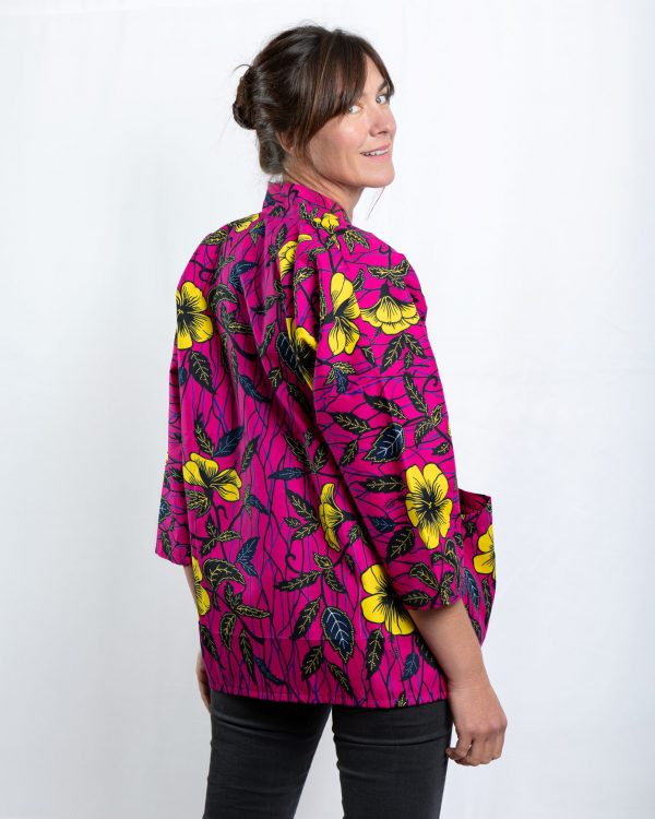 Unisex Oversized Lightweight Kimono-Style Jacket Tropical Bloom (M) - Image 3