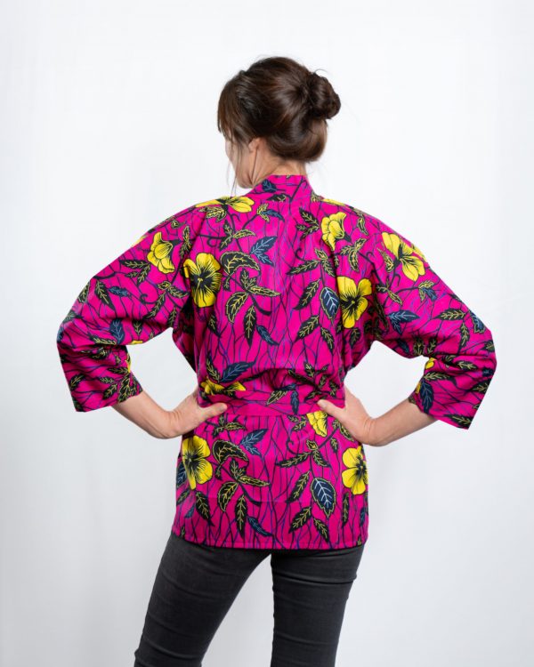 Unisex Oversized Lightweight Kimono-Style Jacket Tropical Bloom (M) - Image 5
